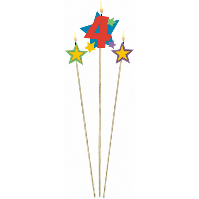 Number 2 Star Candle Stick (9/Pk)