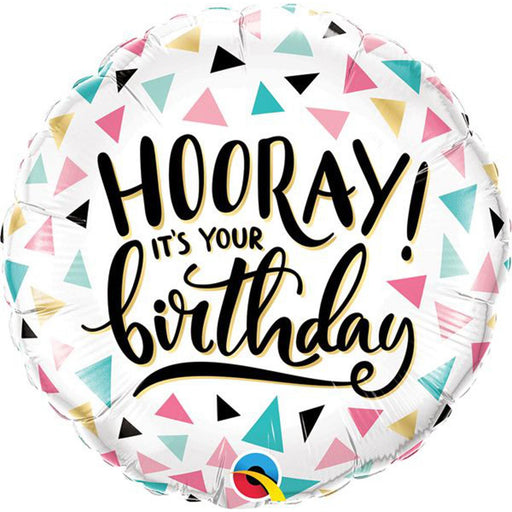 Joyful 18-inch Birthday Hooray Foil Balloons in Multicolor