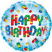 18″ Exploding Blocks Happy Birthday Foil Balloon A Colorful Blast of Celebration (5/PK)