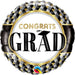Black And Gold Grad Cap Pattern Foil Balloon (9 Inch)