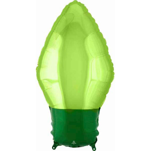 Green Xmas Lite Bulb Balloon - 18" Shape S50 Pkg