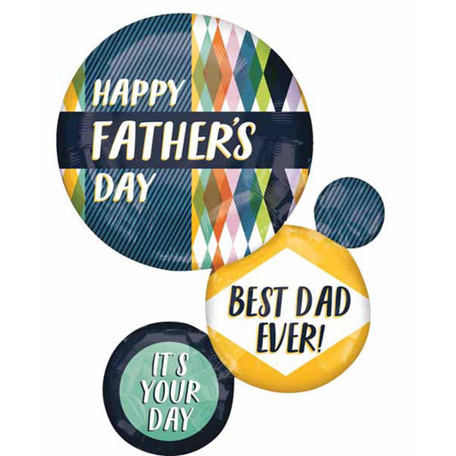 Happy Father's Day Retro Renew Circles 28" Foil Balloon (3/Pk)