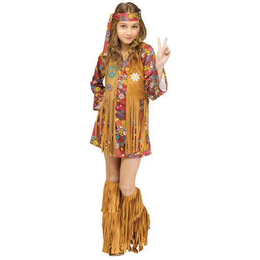"Peace & Love Hippie Child Costume - Size Large (12-14)"