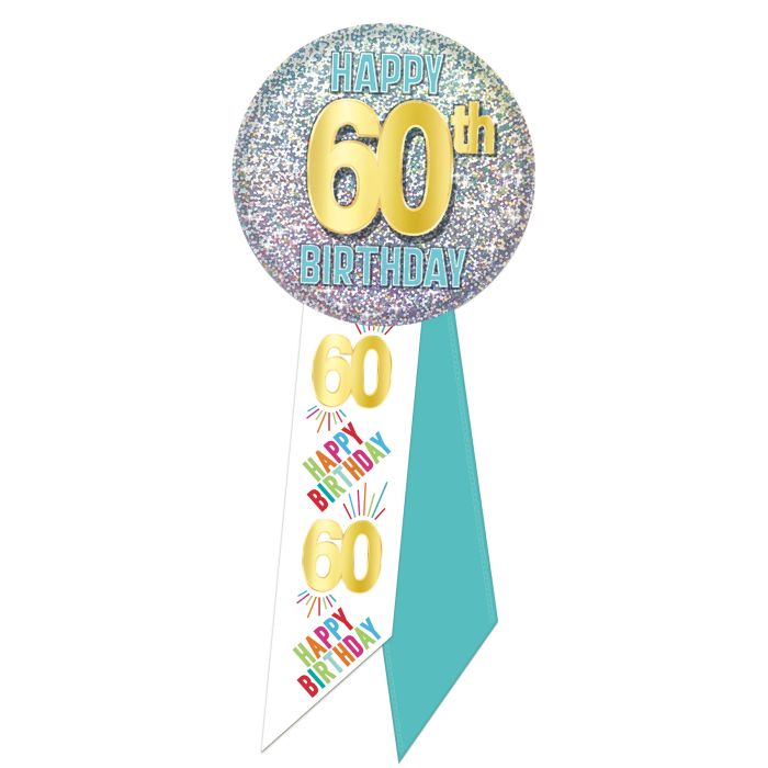 Radiant Sixty Multicolor Elegance in Our 60th Birthday Rosette (3/Pk)