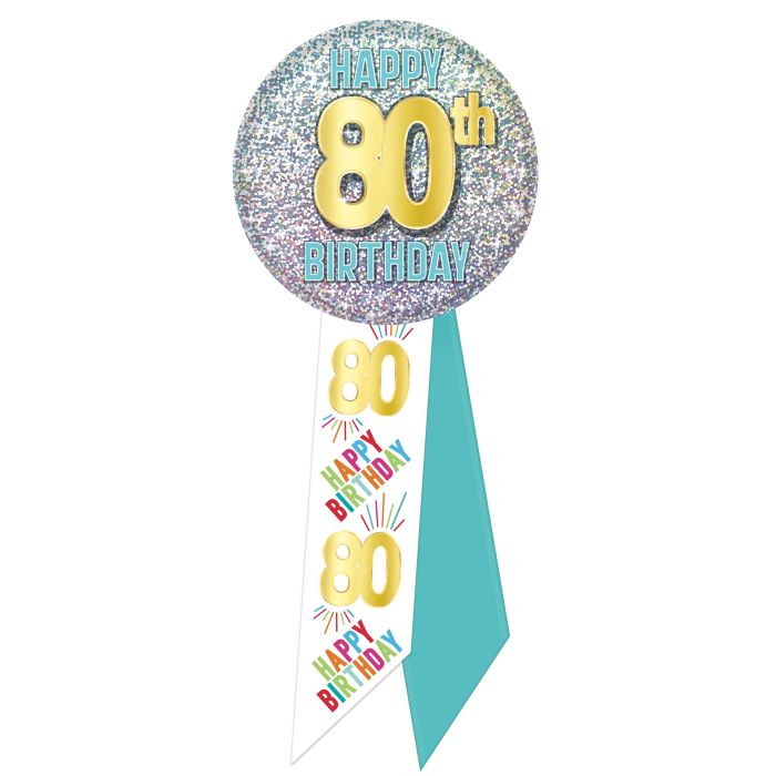 Majestic Eighty Multicolor Grandeur in Our 80th Birthday Rosette (3/Pk)