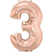 Rose Gold Number 3 Foil Balloon - 16" Packaged
