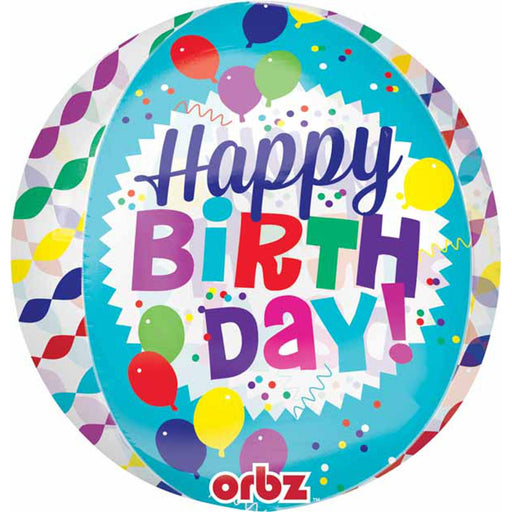Streamer Burst Birthday Balloon Package - Xl 16" Orbz Balloon With 12 Latex Balloons, Weight And Helium Tank (G20)