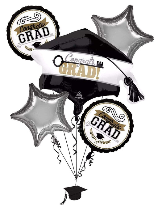 Achievement Is Key Balloon Bouquet: Congrats Grad! - 5 Foil Balloons (1/Pk)