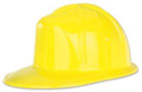 Yellow plastic construction helmet party accessory