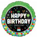 8-Bit Happy Birthday 18-Inch Round Foil Balloon