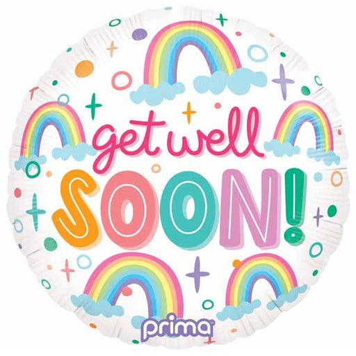 Prima Get Well Soon Rainbow 18-Inch Round Foil Balloon