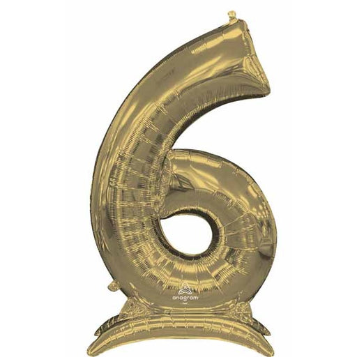 White Gold Number 6 Stand-Up Foil Balloon
