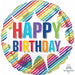 Happy Birthday Striped Burst Jumbo Round Foil Balloon