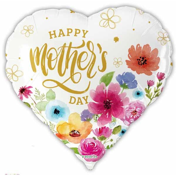 Mother's Day White Heart Foil Balloon, 18 Inch