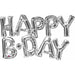 Silver HAPPY BDAY Block Letter Balloon Decoration