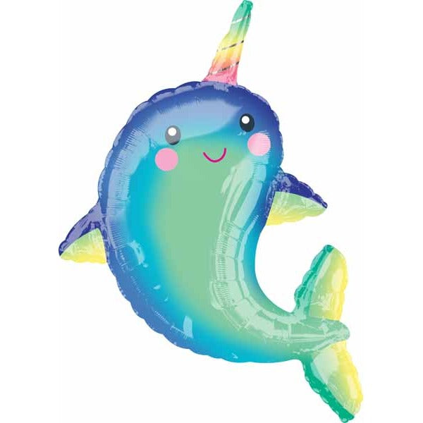 Happy Narwhal 39-Inch Shaped Foil Balloon