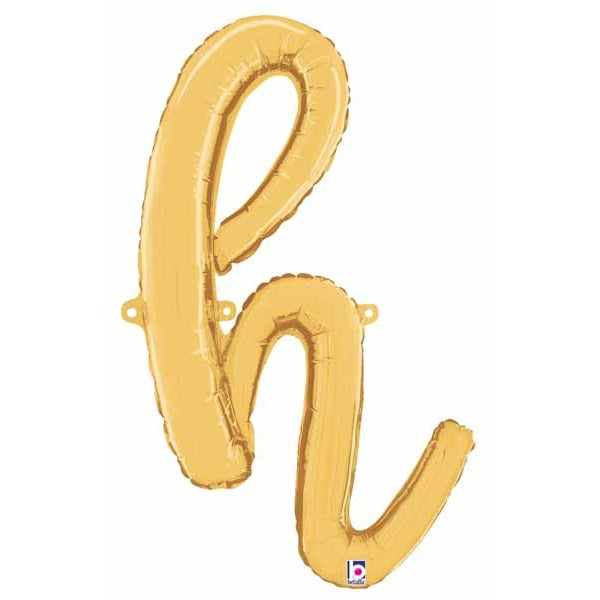 14" Gold Script Letter H Balloon