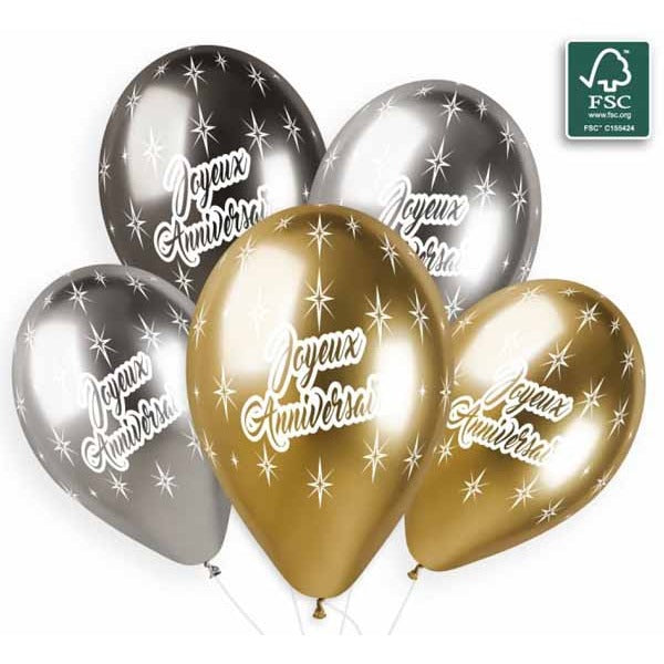 Gemar 13 Inch Shiny Joyeux Anniversaire Balloons, 25 Pack