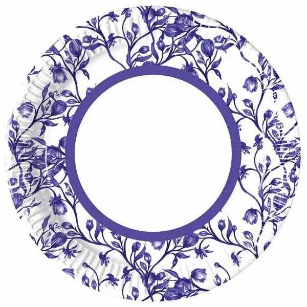 PAPER PLATES 7.6" 8/PK BLUE PORCELAIN