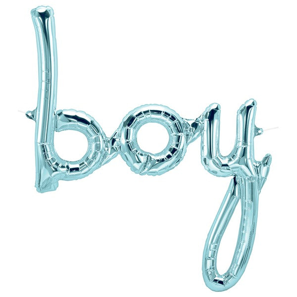 Pastel Blue Boy Script Balloon, 42 Inch