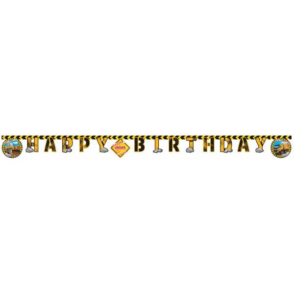 Construction Happy Birthday Die-Cut Paper Banner