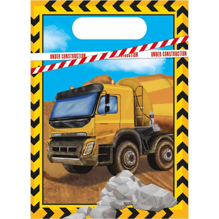 Construction Plastic Party Favor Bags, 6 Pack