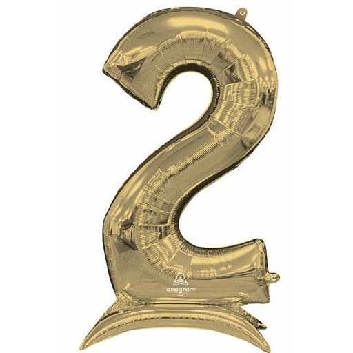 White Gold Number 2 Stand-Up Foil Balloon, 50 Inch