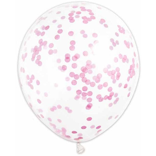 Pink Confetti Print 12-Inch Latex Balloons, 6 Pack