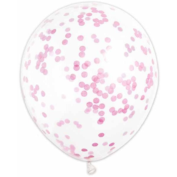 Pink Confetti Print 12-Inch Latex Balloons, 6 Pack