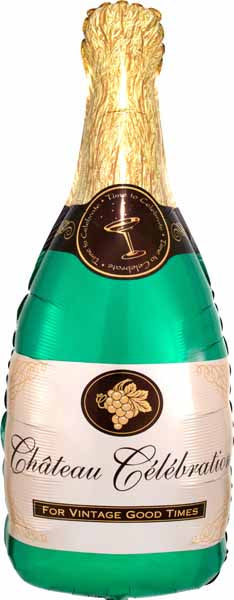 Bubbly Wine Champagne Bottle Foil Balloon, 36 Inch