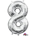 16 Inch Silver Number 8 Balloon