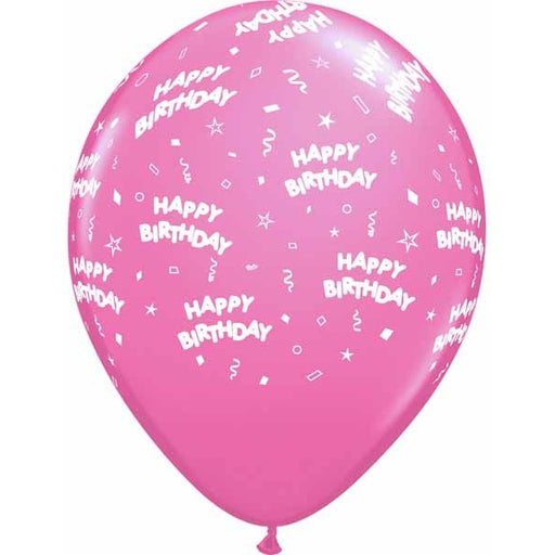 HAPPY BDAY ALL OVER 12" 50/BAG PINK