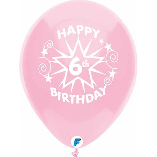 Funsational 12-Inch 6th Birthday Star Latex Balloons, 8 Count