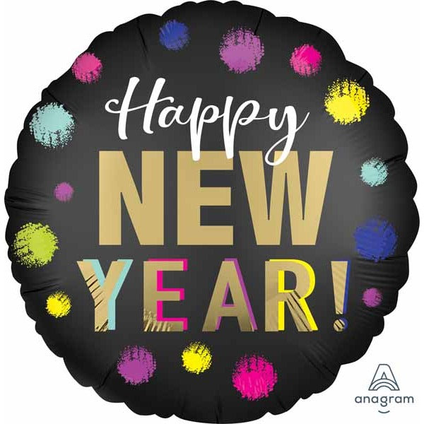 Dotted New Year 18-Inch Round Foil Balloon