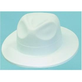 White Velour Plastic Fedora Hats, 48 Count