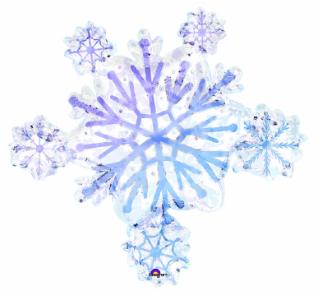 32-Inch Prismatic Snowflake Cluster Holographic Foil Balloon