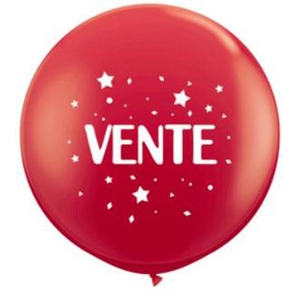 36-Inch Red "Vente" Latex Balloon, 1 Count