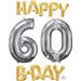 Happy 60th Birthday Gold and Silver Foil Balloon