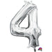 Silver Number 4 Balloon, 16 Inch