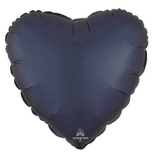 True Navy Satin Heart Foil Balloon, 18 Inch