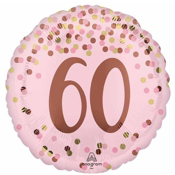 Pretty Pink 60th Birthday Round Foil Balloon, 18 Inch