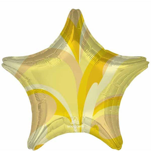 Gold Macro Marble Star Foil Balloon, 19 Inch