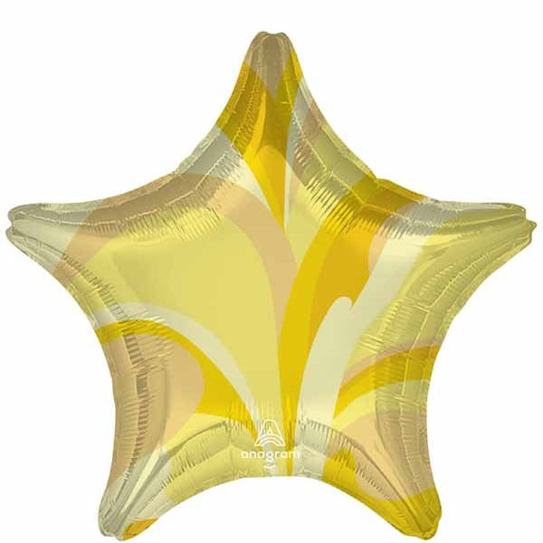 Gold Macro Marble Star Foil Balloon, 19 Inch