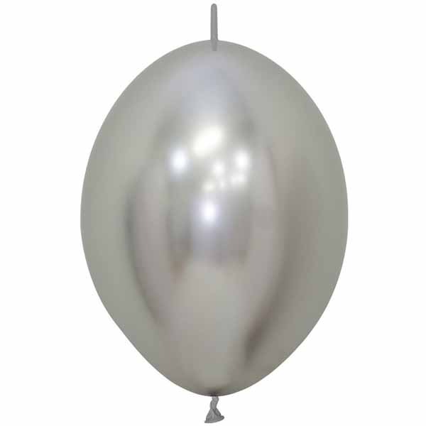 Sempertex Reflex Silver 12" Link-O-Loons Latex Balloons, 25 Count