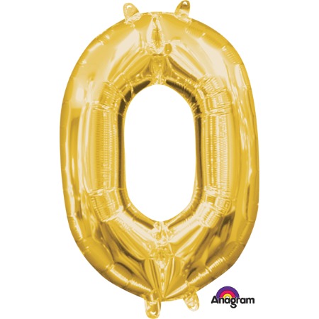 16-Inch Gold Number 0 Foil Balloon