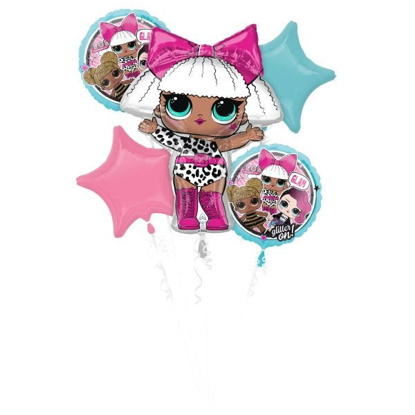 L.O.L. Surprise! Glam Foil Balloon Bouquet, 5 Pieces