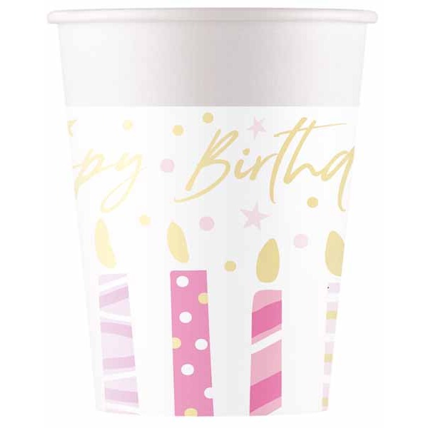 PAPER CUPS 7OZ 8/PK BIRTHDAY CANDLES
