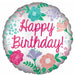 Satin Happy Birthday Garden 18" Round Foil Balloon
