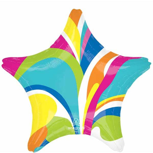 Vibrant Macro Marble 19" Star Foil Balloon