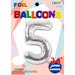 34-Inch Silver Number 5 Foil Balloon